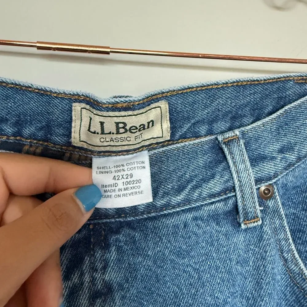 LL Bean Jeans Mens 42x29 Denim Flannel Lined Straight Leg Barn Country Outdoor